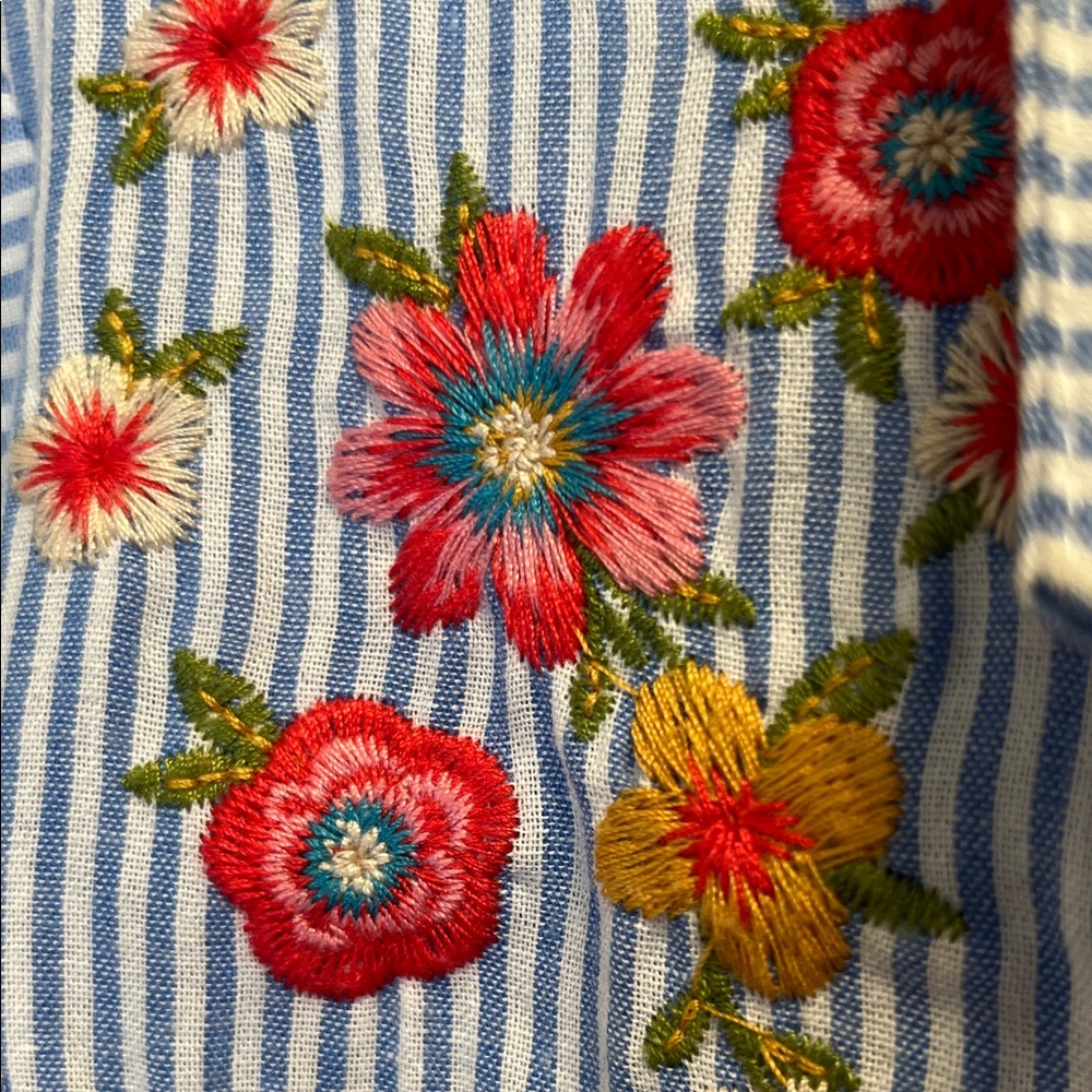 Savanna Jane Blue and Pink Embroidered Blouse - Picture 2 of 6